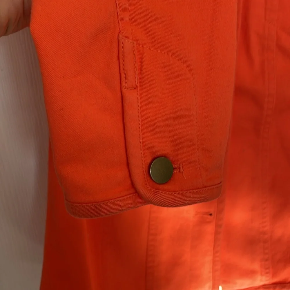 PENDLETON  BRIGHT ORANGE DENIM STRETCH BUTTON UP JACKET TOP SIZE SMALL